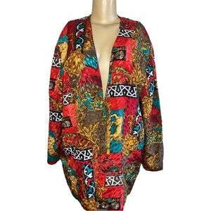 Vintage 80s Baroque & Lion Print Duster